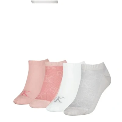 Image of Calvin Klein Underwear Women Sneaker Shadow 4 PACK Trainer socks, Women&#039;s, Size: 2.5 5, White/pink