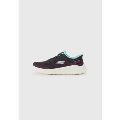 Image of Skechers Women&#039;s Go Walk Now Sneaker, Black Synthetic Purple Trim, 4 UK