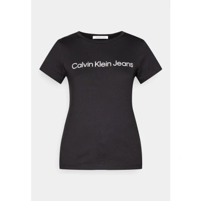 Image of Calvin Klein Jeans CORE Instit LOGO SLIM FIT TEE Print Tshirt, Women&#039;s, Size: XXS, Black
