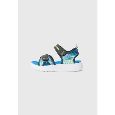 Image of Skechers Microspec Splash Sandals for kids, Size: 13K, Black/lime/blue shoes