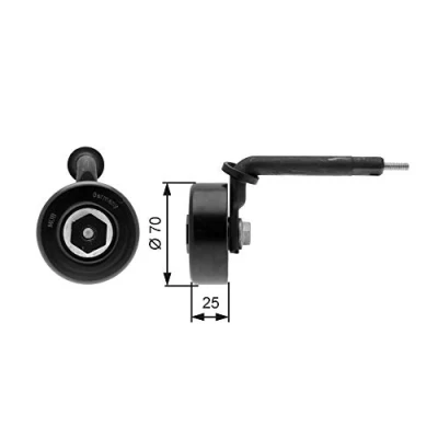 Image of Tensioner Pulley, v ribbed belt GATES T39015