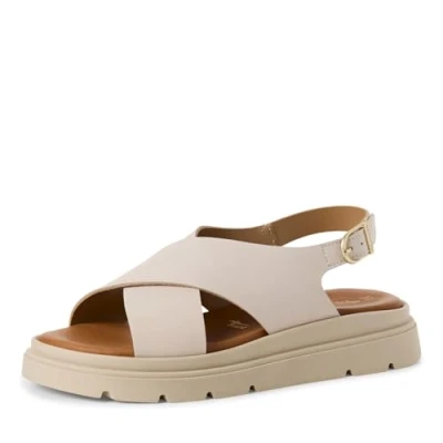 Image of Tamaris Platform sandals, Women&#039;s, Size: 6.5, Ivory nubuc Leather