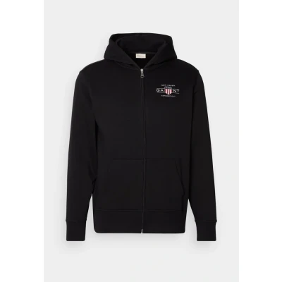 Image of GANT Graphic Fullzip Hoodie Zipup sweatshirt, Men&#039;s, Size: Small, Black