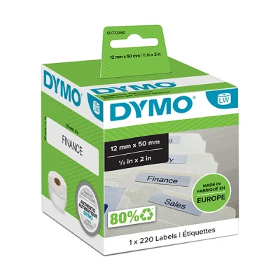 Image of DYMO Authentic LabelWriter Suspension File Labels 12mm x 50mm Roll of 220 Easy Peel Self Adhesive for Label Makers