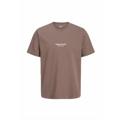 Image of Jack &amp; Jones Jorvesterbro CREW NECK Print Tshirt, Men&#039;s, Size: Small, Deep taupe