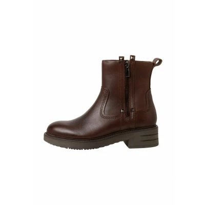 Image of MARCO TOZZI Damen Stiefeletten mit Absatz aus Leder Reißverschluss, Braun (Cognac), 40 EU