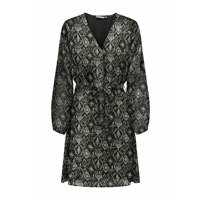 Image of ONLY Women&#039;s Onlcera 3/4 Short Dress WVN Noos, Black/Aop: Shana Grafic, M, M
