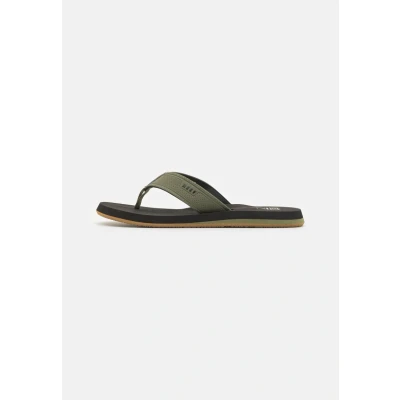 Image of Reef THE Layback Tbar sandals, Men&#039;s, Size: 5, Black/olive Pu