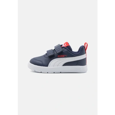 Image of Puma Courtflex V3 Unisex Walking trainers for kids, Size: 8.5K, Navy/white/red Imitation leather/ textile