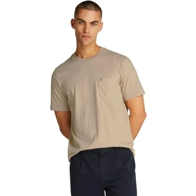Image of Tommy Hilfiger Essential Solid Pocket TEE Basic Tshirt, Men&#039;s, Size: XXL, Sandalwood