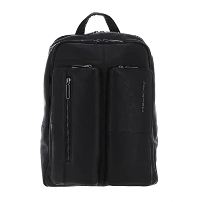 Image of PIQUADRO Ronnie Medium 14&quot; Leather Laptop Backpack, Black, S, Business, Business