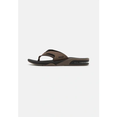 Image of Reef Fanning Tbar sandals, Men&#039;s, Size: 12, Black/tan High quality imitation leather