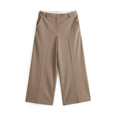 Image of Tommy Hilfiger Stretch WIDE LEG CROP PANT Trousers, Women&#039;s, Size: 12, Tundra brown