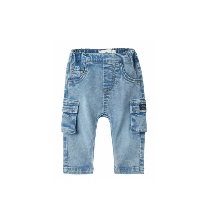 Image of Name it Baggy FIT Cargo trousers for kids, Size: 9m, Medium blue denim