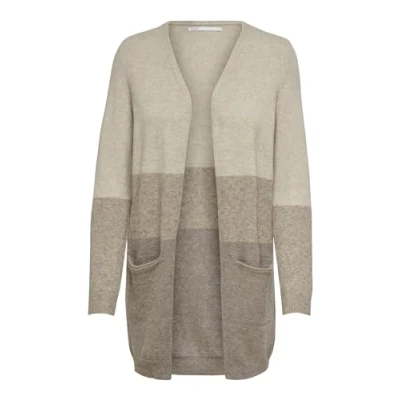Image of ONLY Onlqueen LONG Cardigan, Women&#039;s, Size: Medium, Sand/beige/woodsmoke
