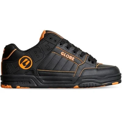 Image of Globe TILT Skate shoes, Men&#039;s, Size: 7.5, Black/orange/mosaic Leather/synthetics