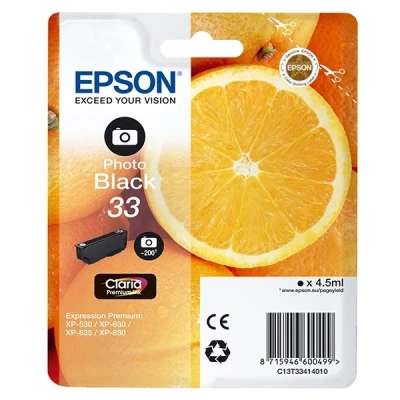 Image of Epson 33 (T3341) photo black ink cartridge (original Epson)