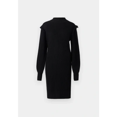 Image of Object Women&#039;s Objmalena L/S Ruffle Knit Dress Noos, Black, L