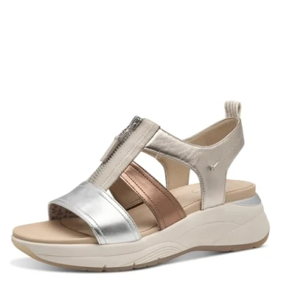 Image of Tamaris Platform sandals, Women&#039;s, Size: 8, Metallic comb Leather