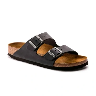 Image of Birkenstock Arizona Slippers, Size: 9.5, Black (552111) Nubuck