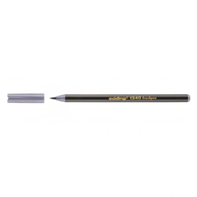 Image of edding 1340 brush pen silver grey box of 10 flexible tip felt for painting, writing and drawing bullet journals, hand lettering, mandalas, calligraphy