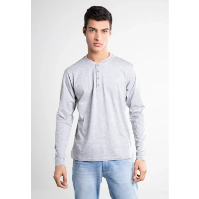 Image of Urban Classics Henley Long sleeved top, Men&#039;s, Size: Large, Grey