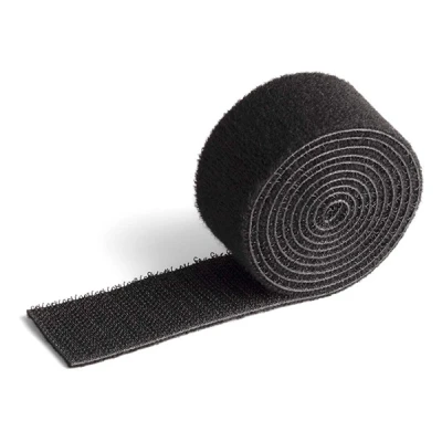 Image of Durable CAVOLINE Cable Management Hook and Loop Tie Reusable Self Gripping Tape for Quickly Bundling Tidying Cables Can be Easily Cut To RequiRed Size 1 Metre Roll in Black