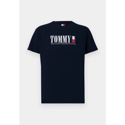 Image of Tommy Jeans DNA FLAG TEE Print Tshirt, Men&#039;s, Size: 00S, Dark night navy