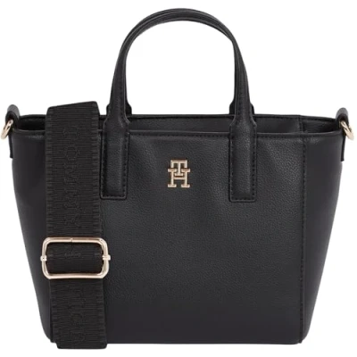Image of Tommy Hilfiger LOGO MINI TOTE Handbag, Women&#039;s, Size: One Size, Black