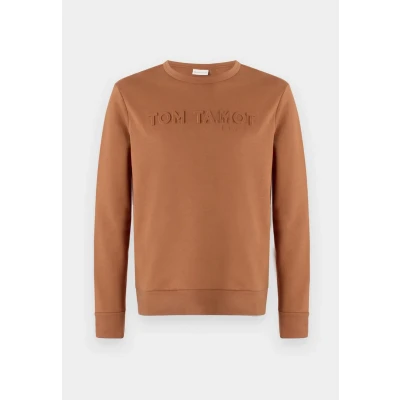 Image of TOM Tailor Embossed Sweatshirt, Men&#039;s, Size: Medium, Deep cognac