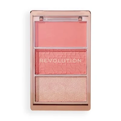 Image of Revolution Blush Icon Palette (Authentic Peach), Cream &amp; Powder Palette, Highly Pigmented, 3 Colours, Authentic Peach, Cruelty Free Vegan