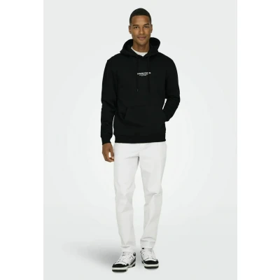 Image of ONLY &amp; SONS Men&#039;s Onscurated Reg Hoodie Sweat Noos Sweatshirt, Black, XS, XS
