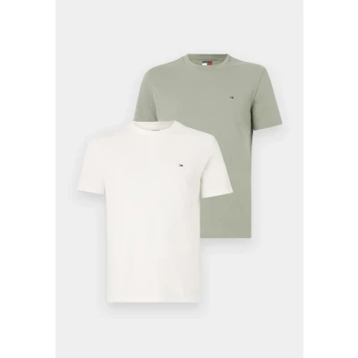 Image of Tommy Jeans SLIM TEE 2 PACK Basic Tshirt, Men&#039;s, Size: 34, Ecru/utility sage