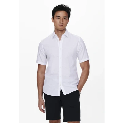 Image of Only &amp; Sons Onscaiden SS Solid Shirt, Men&#039;s, Size: XL, White