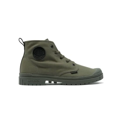 Image of Palladium SLIM FIT Unisex Hightop trainers, Size: 6, Olive night Cotton